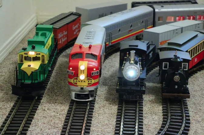 model trains on the floor