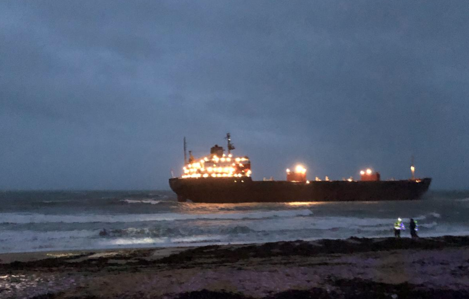 The ship has grounded near Falmouth Beach