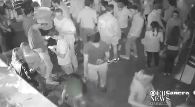 Security footage taken from the Banditos nightclub shows the woman walking Premjee out of the venue. Photo: CBS