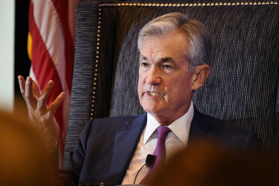 DENVER, CO - OCTOBER 8: Fed Chairman Jerome Powell is giving a luncheon keynote at the National Association of Business Economists in Embassy Suites by Hilton Denver Downtown Convention Center. October 08, 2019. (Photo by Hyoung Chang/MediaNews Group/The Denver Post via Getty Images)