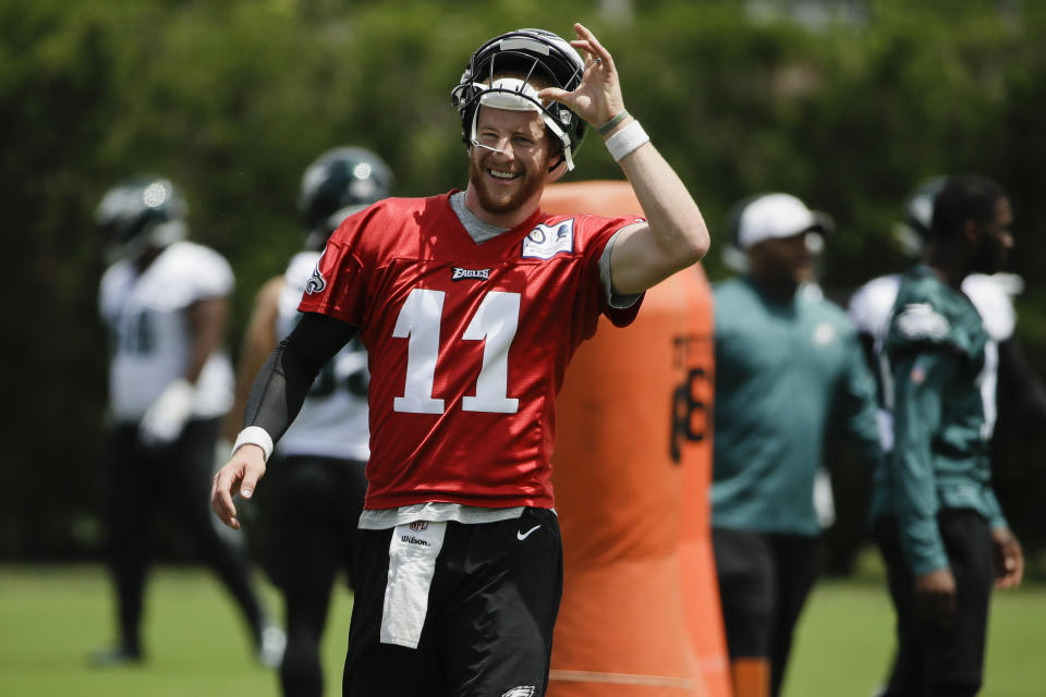 Philadelphia Eagles quarterback Carson Wentz is back after an injury-filled 2018 season. (AP)