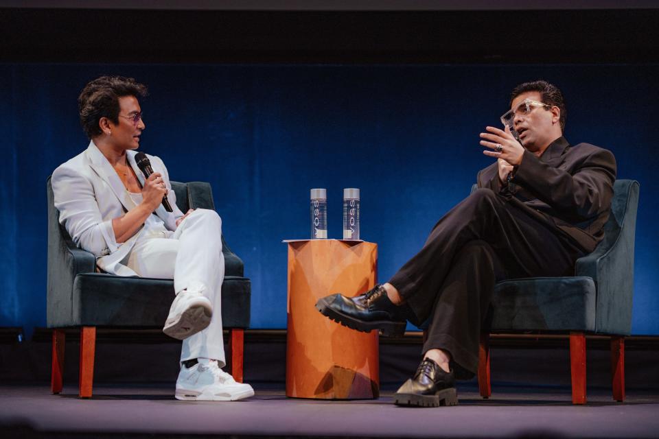 Designer Prabal Gurung in conversation with Indian filmmaker Karan Johar at a Sept. 14, 2023, New York University event.