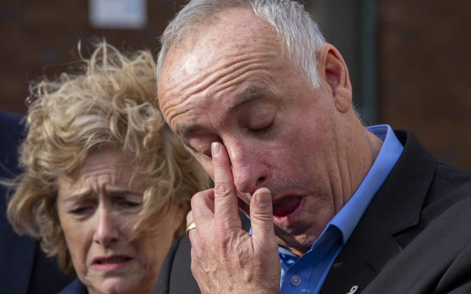 The parents of Grace Millane, David and Gillian Millane speak to media outside Auckland High Court in November - Getty