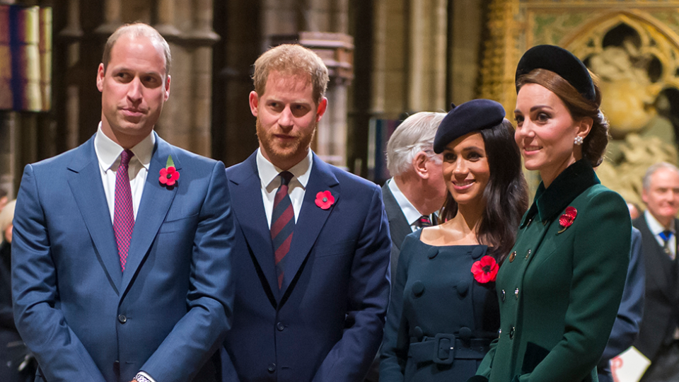 Prince Harry and Meghan Markle with Kate Middleton and Prince William