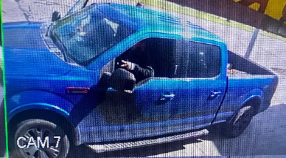 Monroe police say this pickup was stolen in a fatal carjacking that took place Saturday at the Highlander Marker,1030 E. Front St.