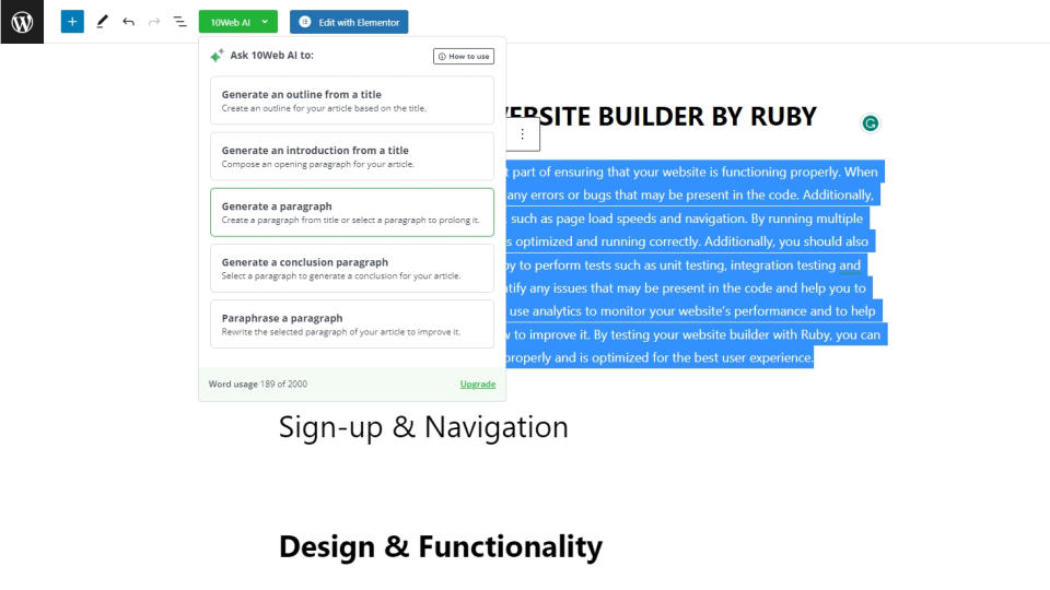 10Web site builder