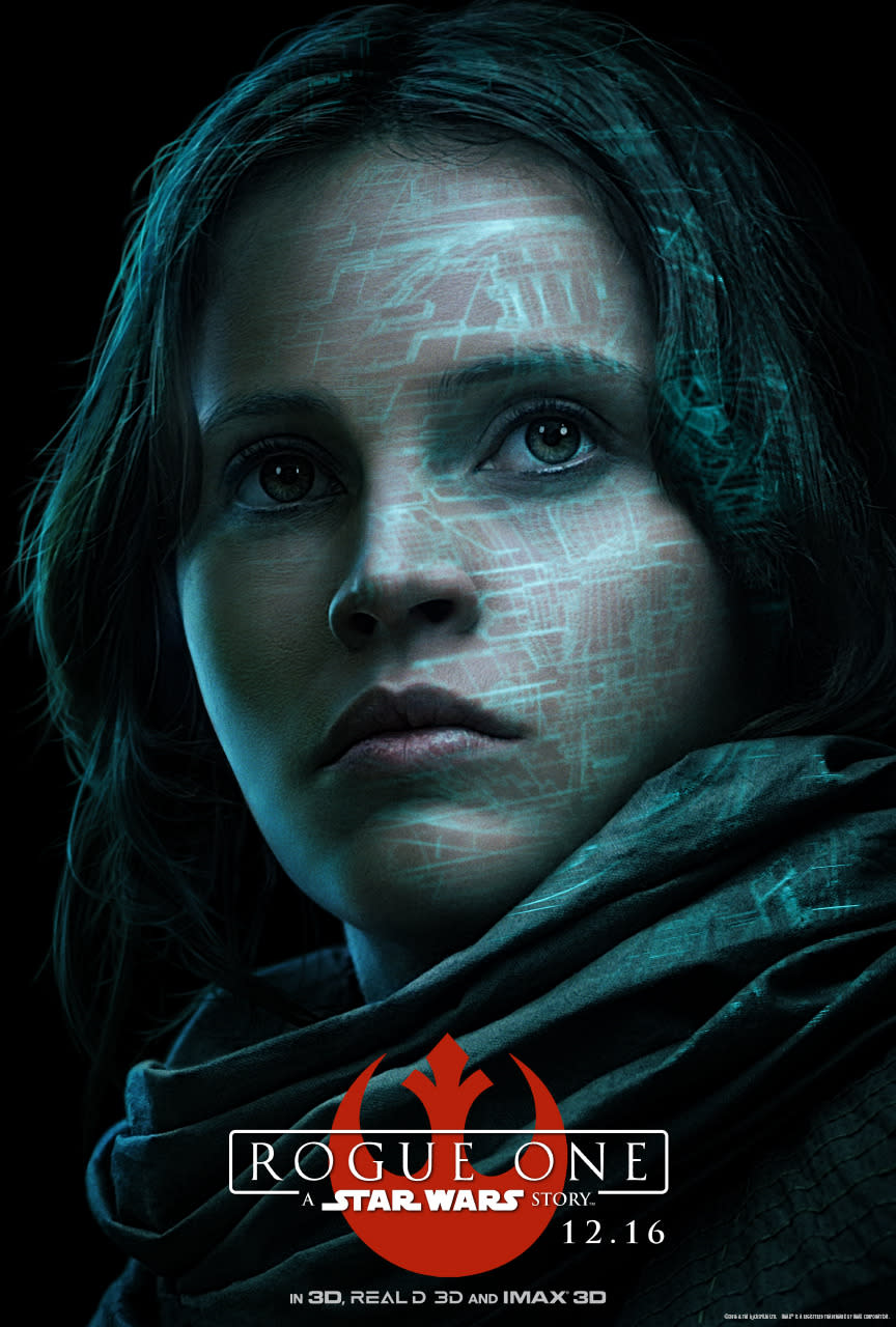 <p>The woman central to ‘Rogue One,’ her father helped engineer the Death Star and now it’s up to her to lead a motley crew of rebels on a mission that will help the Alliance defeat the Empire’s ultimate weapon. (Disney/Lucasfilm) </p>