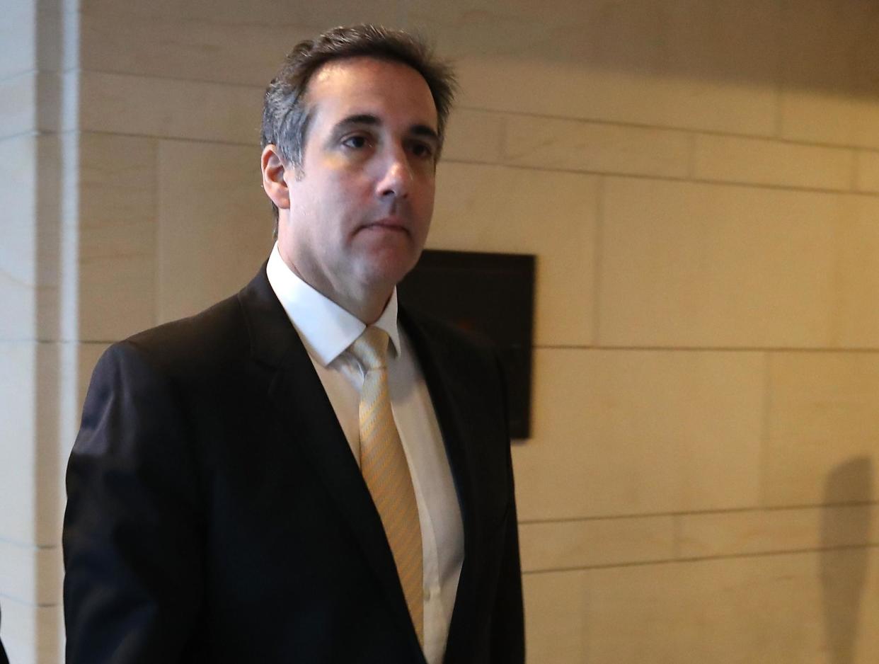 Michael Cohen, a personal attorney for President Trump, departs from a House Intelligence Committee on Capitol Hill: Mark Wilson/Getty Images