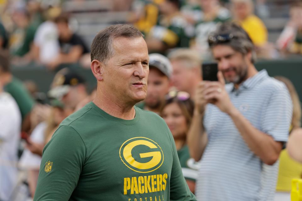 Green Bay Packers defensive coordinator Joe Barry during a preseason NFL football game Saturday, Aug. 19, 2023, in Green Bay, Wis. (AP Photo/Mike Roemer)