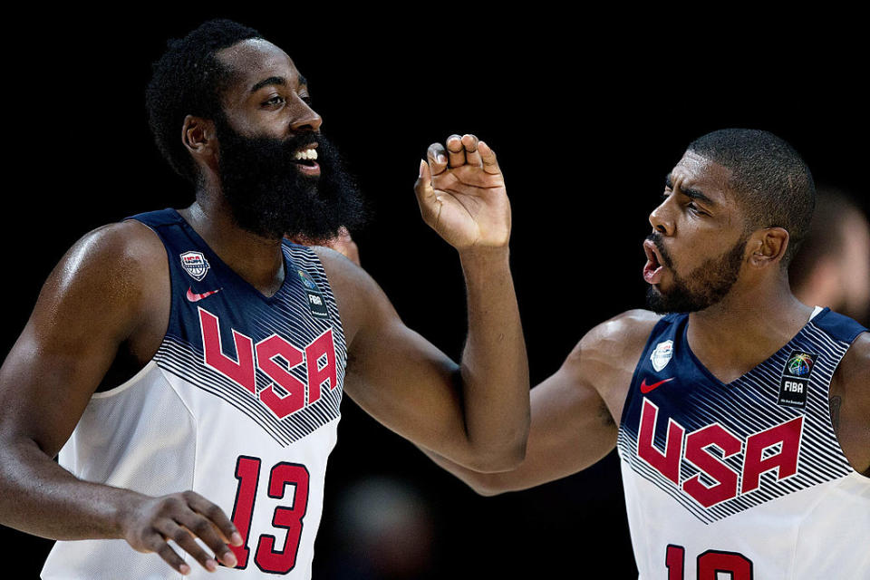 James Harden and Kyrie Irving starred during the 2014 FIBA World Cup, and could again in Tokyo. (Gonzalo Arroyo Moreno/Getty Images)