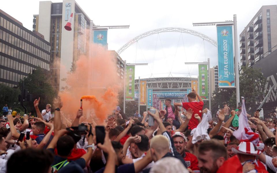 The much built up' Wembley Way' becomes a focus of activity on match days - and it was especially busy for the final - Getty Images