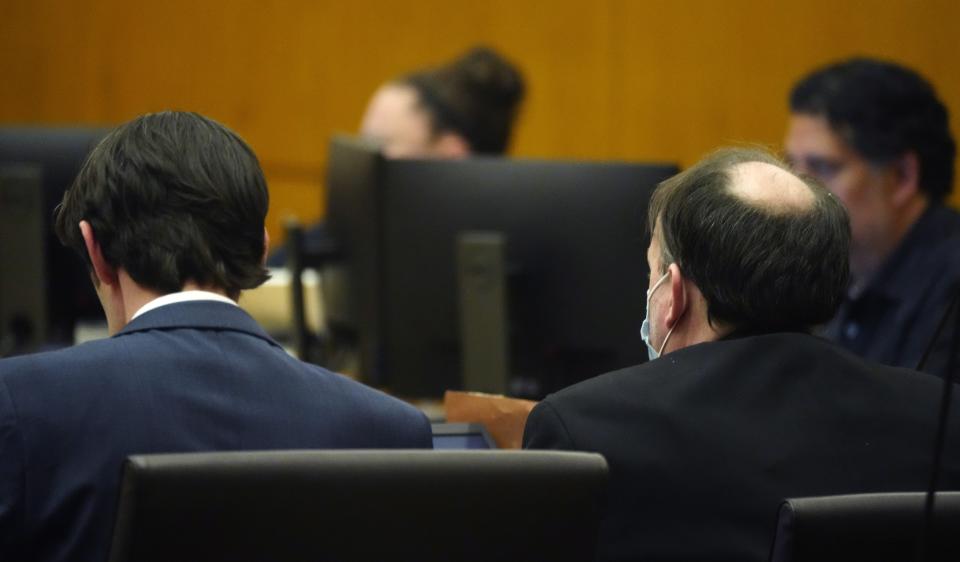 Bryan Patrick Miller listens to the guilty verdict from Judge Suzanne Cohen at the Superior Court of Arizona in Maricopa County in Phoenix on April 11, 2023.