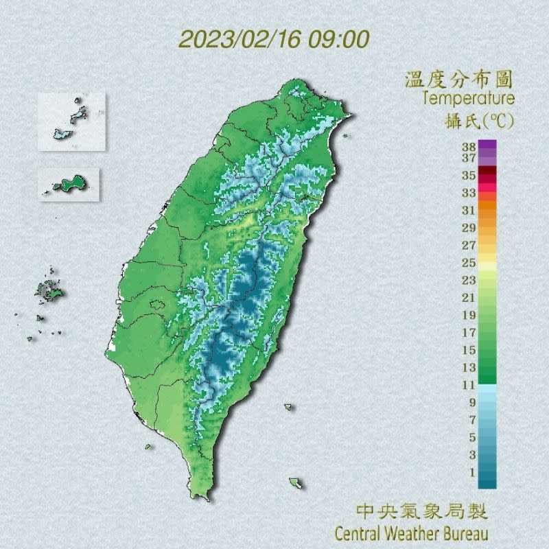 ▲今日清晨雖然仍較寒涼，不過白天起冷空氣減弱，未來幾天溫度將逐日回暖。（圖／中央氣象局提供）