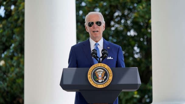 PHOTO: President Joe Biden speaks before signing two bills aimed at combating fraud in the COVID-19 small business relief programs, at the White House in Washington, Aug. 5, 2022. (Evan Vucci/Reuters)