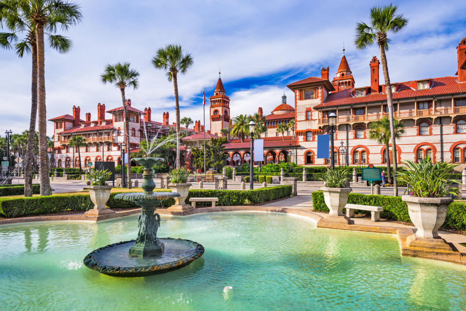 St. Augustine architecture and fountain