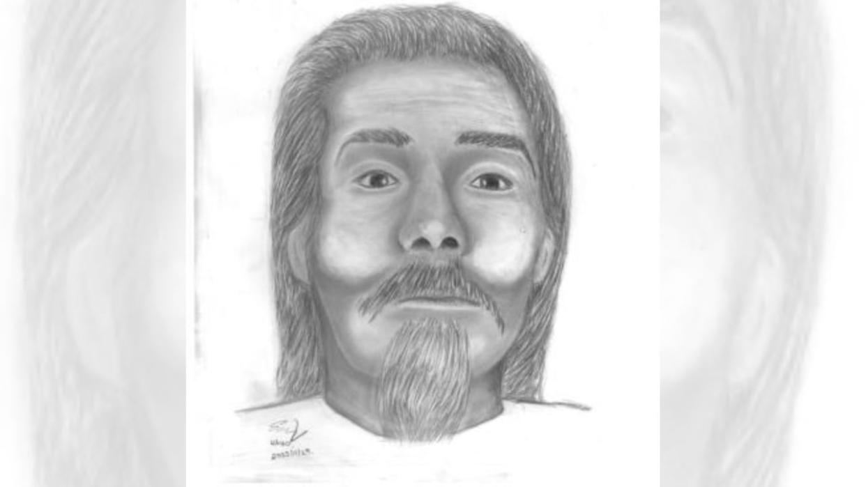 Police are looking for anyone who may know this man's identity. He was found deceased in a tent near 32nd Avenue and Burroughs Manor N.E. in August 2022. (Calgary Police Service - image credit)