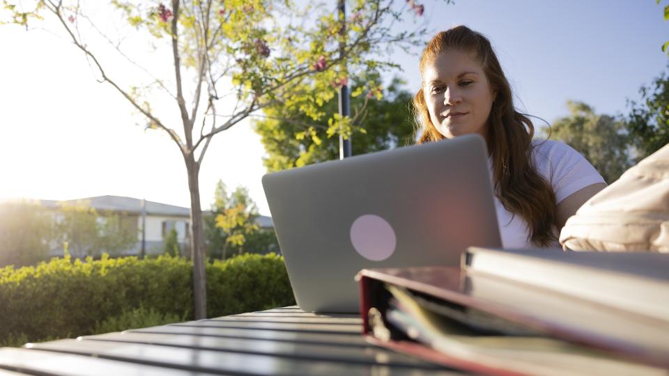 Working Outdoors stock photo