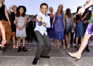 <p>How cute is he?! The adorable <i>This Is Us</i> actor busted a move at the Los Angeles Dodgers Foundation’s Blue Diamond Gala 2017 at Dodger Stadium. (Photo: Jordan Strauss/Invision for Los Angeles Dodgers Foundation/AP Images) </p>