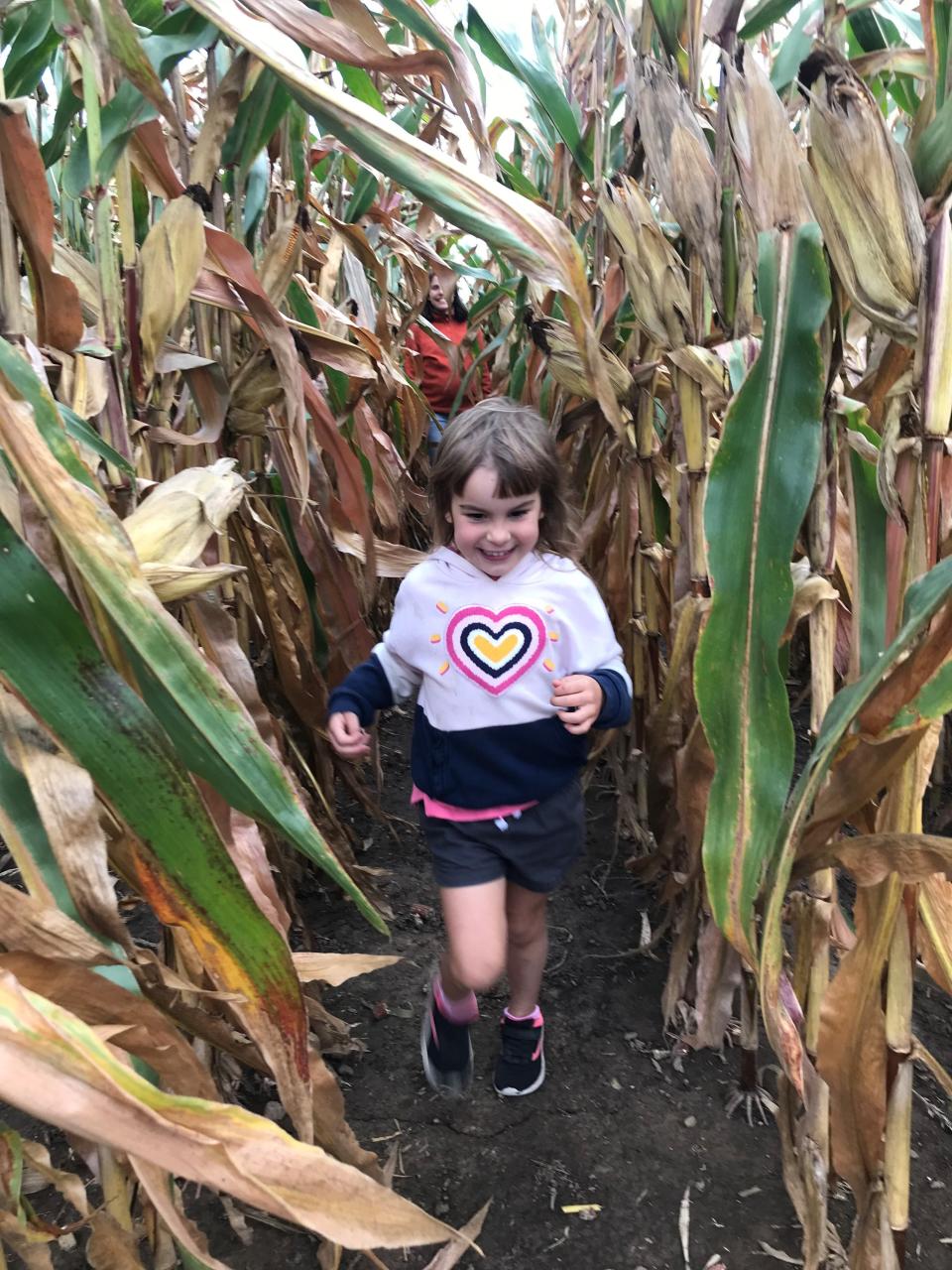 Elora Tuggle, 4, runs through a cornfield during the Farm Science Review in London, Ohio.