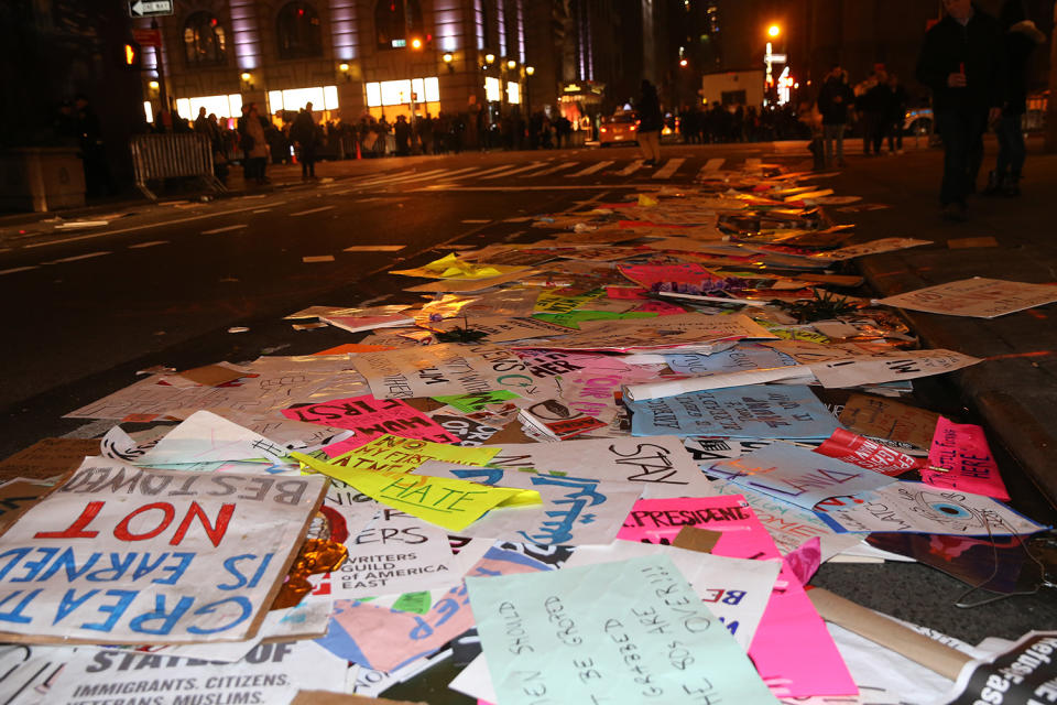 Discarded protest signs from the Women’s March in NYC