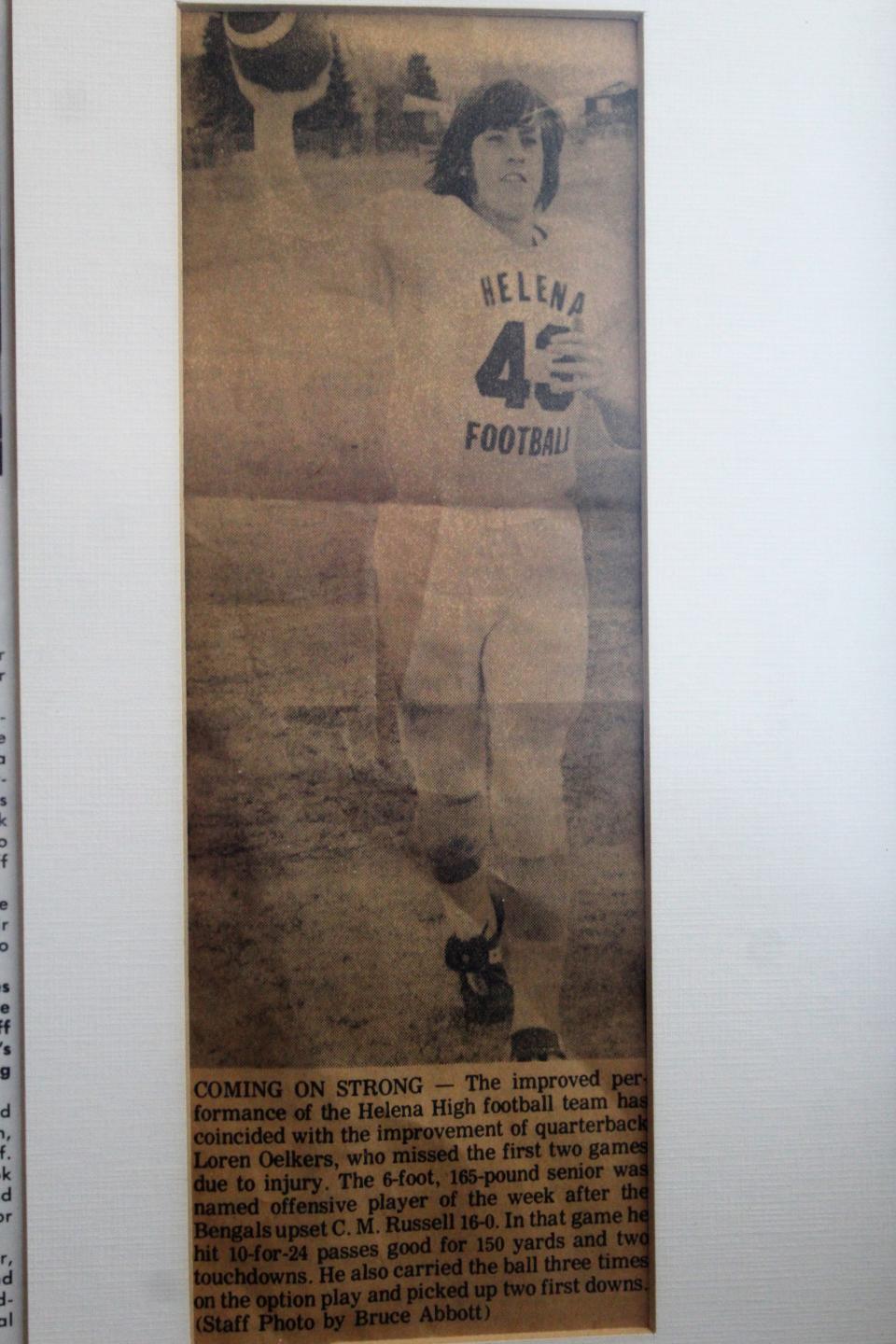 Loren Oelkers quarterbacked for Helena High School in 1972, the season before nearly drowning in Canyon Ferry Lake