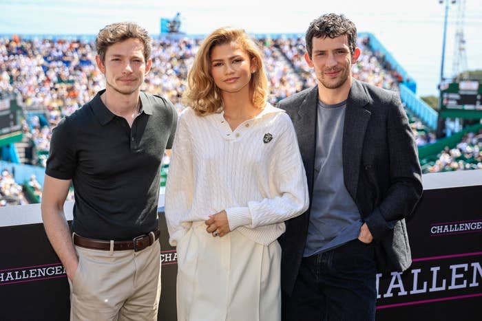 Mike Faist, Zendaya, and Josh O'Connor at a "Challengers" premiere