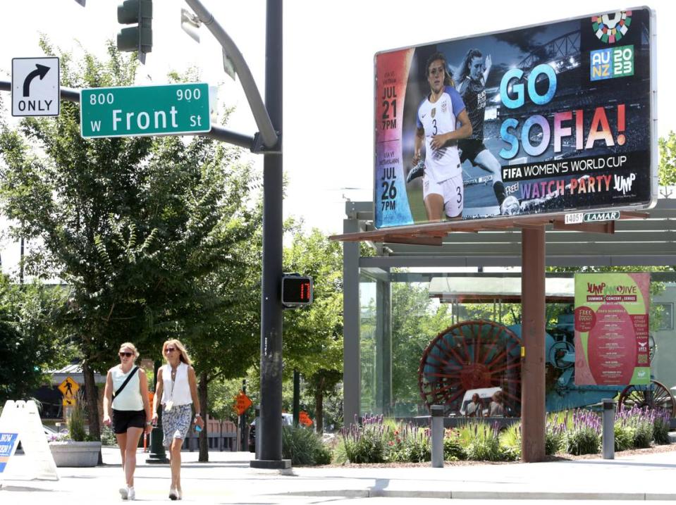 A billboard in Downtown Boise advertises Sofia Huerta’s place on the U.S. women’s national soccer team and upcoming watch parties at JUMP. The U.S. opens the Women’s World Cup at 7 p.m. Friday against Vietnam., then it faces the Netherlands at 7 p.m. Tuesday.