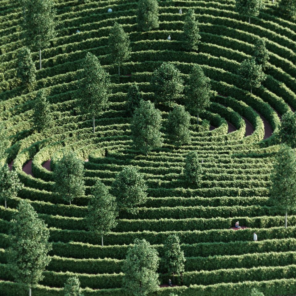 A closer look at the park shows an undulating landscape, making for a better aesthetic and a harder walk for visitors.