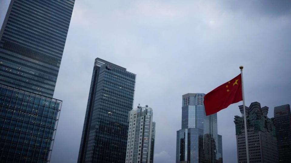 A Chinese national flag is seen in Shanghai