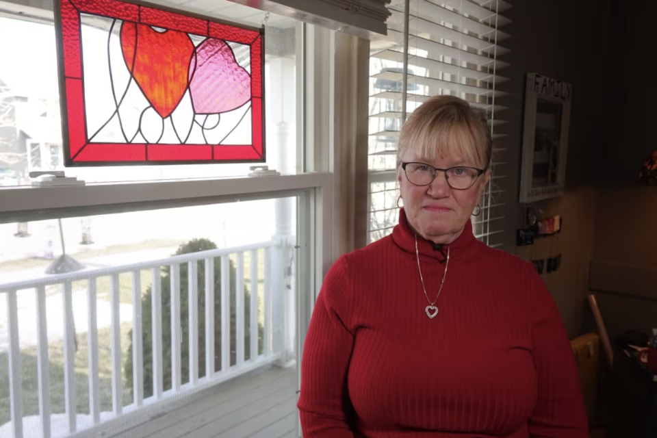 Insley at her home in Picton, Ont., on Tuesday. (Dan Taekema/CBC)