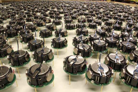 The miniature robot army is comprised of 1,024 autonomous Kilobots.