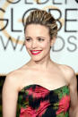 <p>Rachel McAdams looked timeless in a floral print gown — but her high pouf looked surprisingly stripy. <i>(Photo: Getty Images)</i></p>