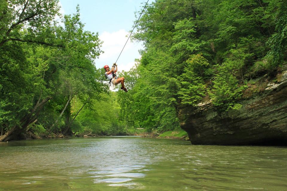 A guest at the Hocking Hills Canopy Tours