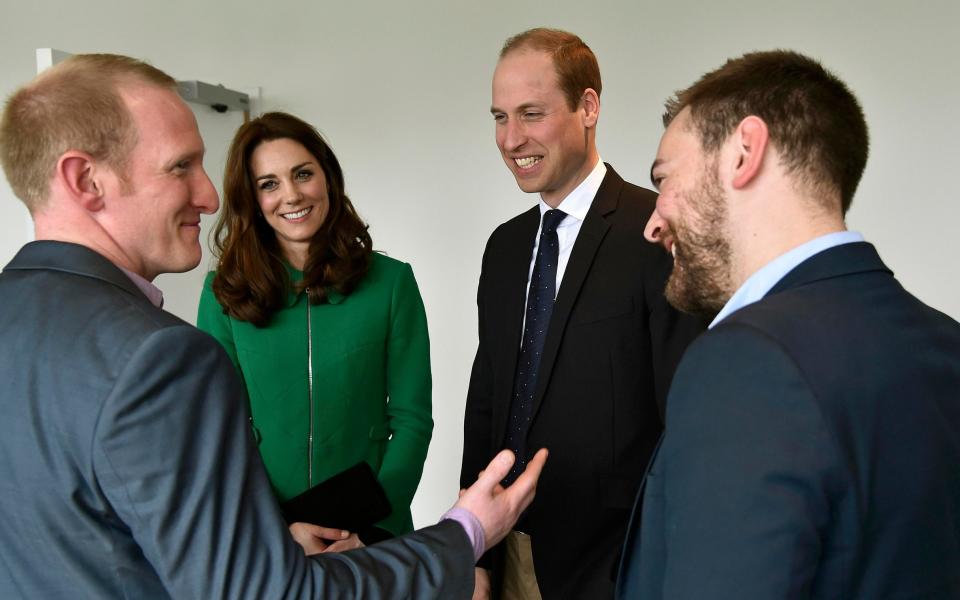 The two meet the Duke and Duchess of Cambridge - Credit: REUTERS/Toby Melville