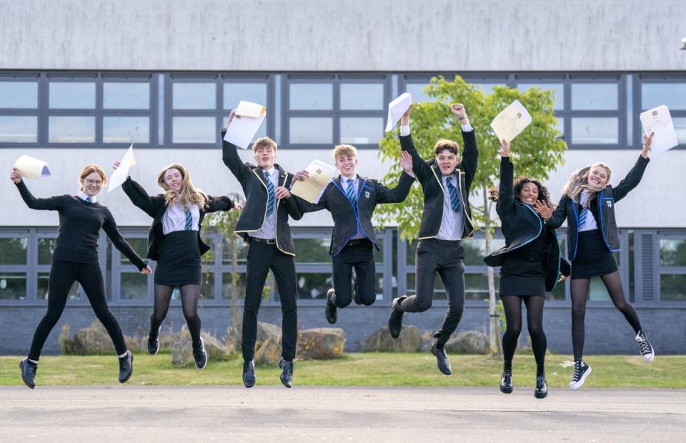 Pupils received their results on Tuesday (Jane Barlow/PA) (PA Wire)