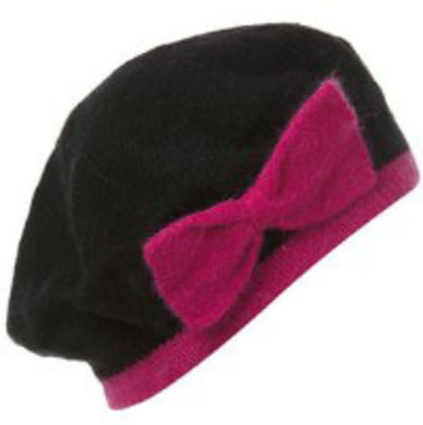 Magenta Contrast Bow Beret