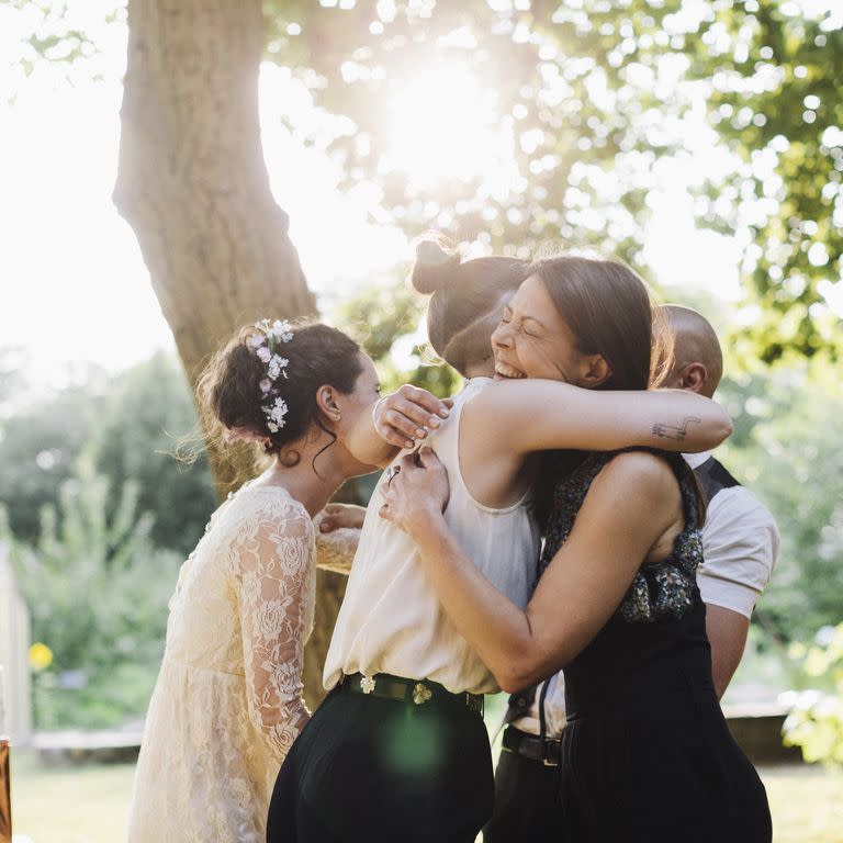 You don't try to acknowledge the happy couple.