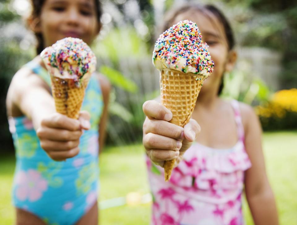 girls eating ice cream cones