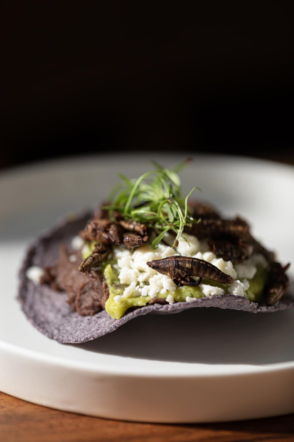 La tostada de chapulines de Bakan. Foto: Bakan Madrid