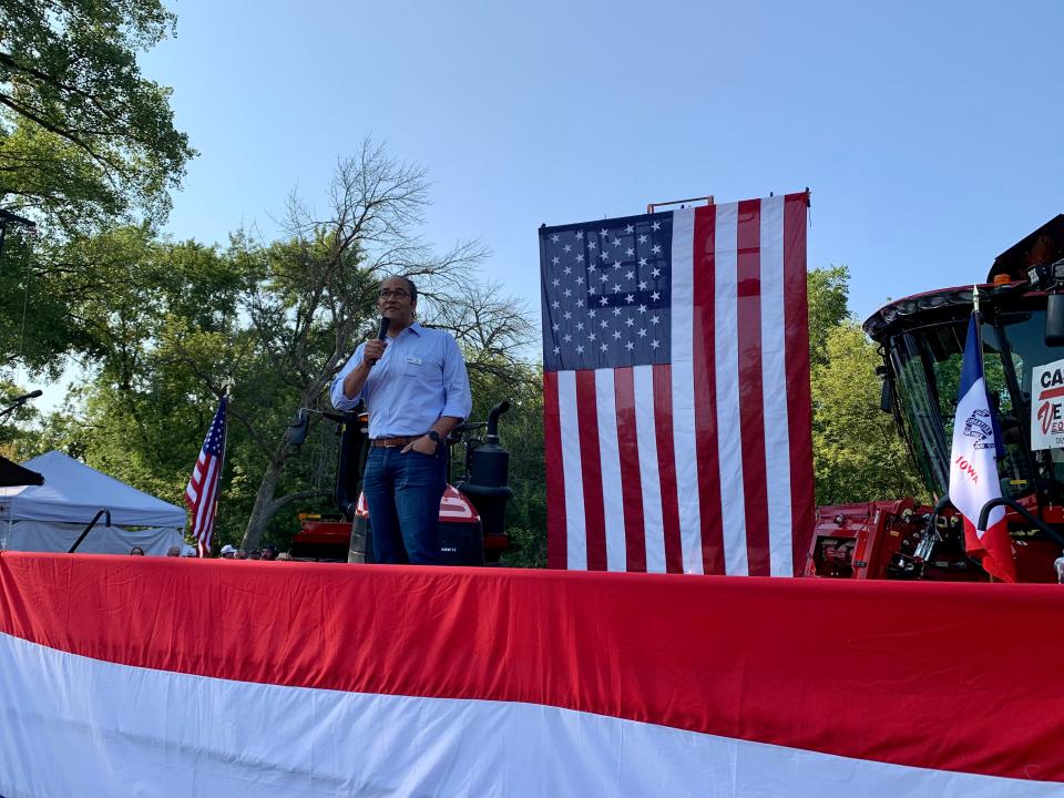 Former CIA agent and Texas congressman Will Hurd joined other Republican presidential candidates at the Story County Fairgrounds for the 4th Congressional District Presidential Tailgate and Straw Poll in the hopes of appealing to Iowa voters ahead of the Cy-Hawk game in Ames on Saturday, Sept. 9, 2023.