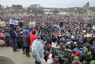 <p>Thousands of Minnesota students and other supporters of gun control marched down the streets of St. Paul and gathered for a rally at the State Capitol Saturday. It was part of an unprecedented worldwide student-led movement dubbed March for Our Lives. (Brian Peterson/Star Tribbune/AP) </p>