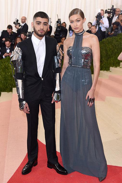 Ahhh who could forget the time Zayn and Gigi dominated the 2016 Met Gala? Or the time Zayn wore what looked like a robot's arm? <br><br> Credit: Getty