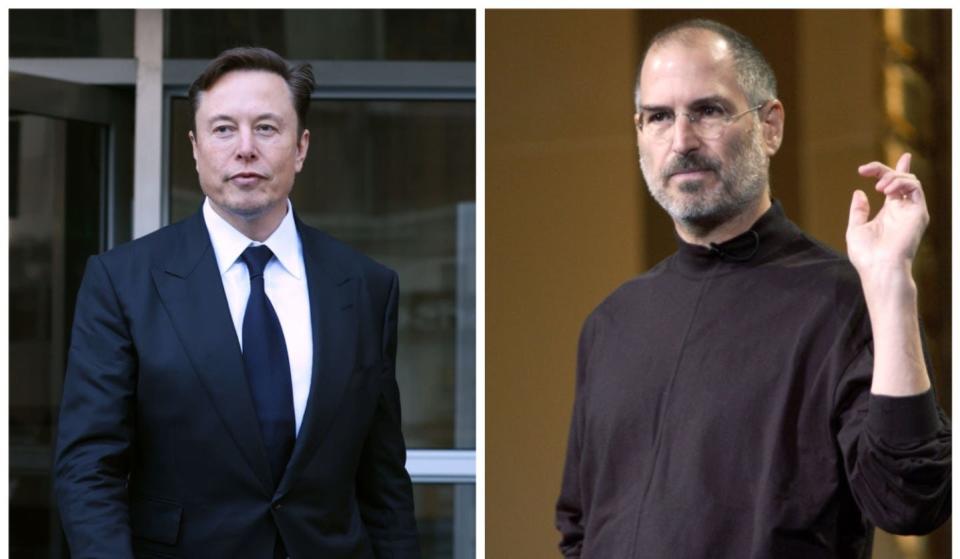 Walter Isaacson hat in seinem Buch über den Tesla-CEO einige Ähnlichkeiten zwischen Elon Musk und Steve Jobs festgestellt. - Copyright: Justin Sullivan/Getty Images and Tim Mosenfelder/Getty Images