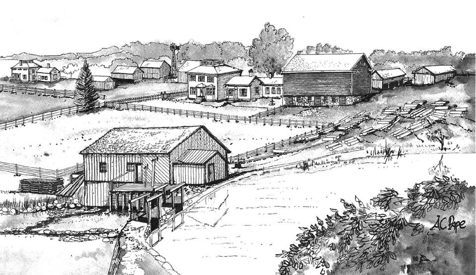 An illustration from the book “The Promise of Prosperity: The Story of Greenbush, Wisconsin, and its Water powered Sawmill”.