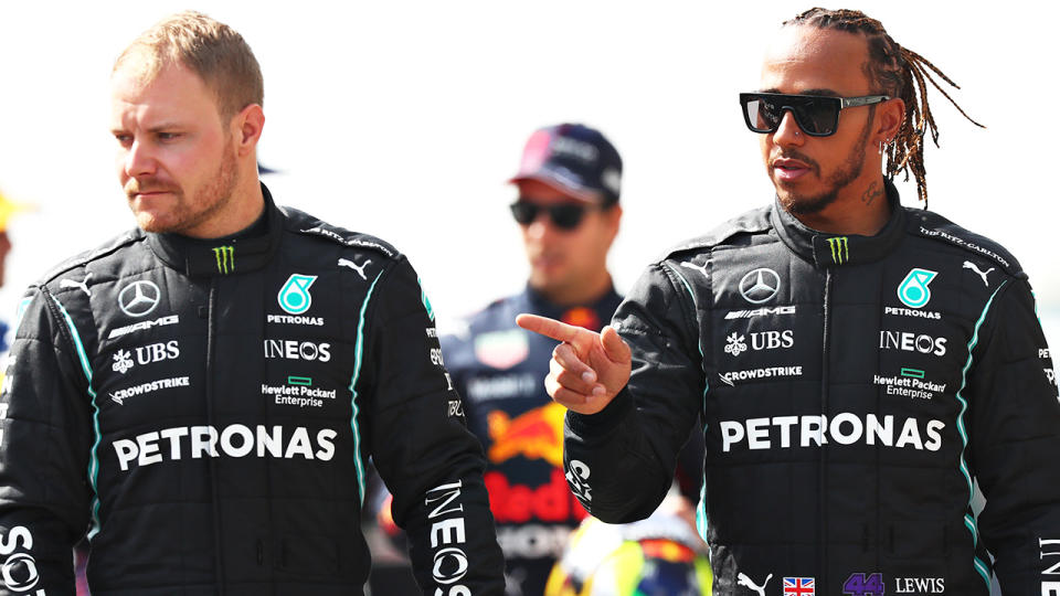 Mercedes' Valtteri Bottas held up teammate Lewis Hamilton despite being under team orders to let the reigning F1 champion past during the Spanish Gran Prix. (Photo by Dan Istitene - Formula 1/Formula 1 via Getty Images)