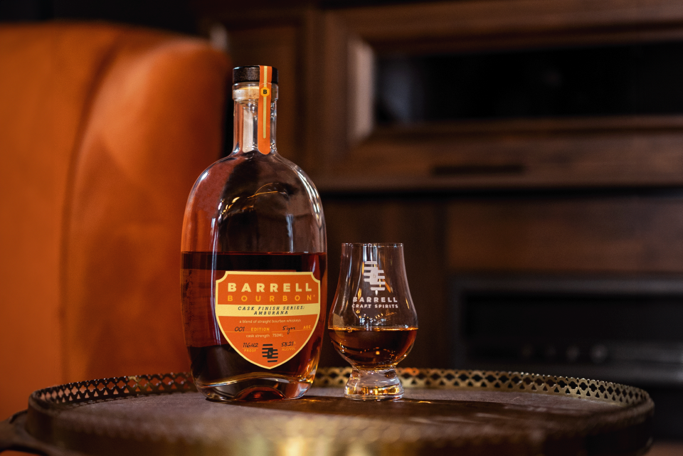 Barrell Craft Spirits has launched its Barrell Bourbon Cask Finish Series, which will feature two blends each year, beginning with the launch of Amburana and A Tale of Two Islands. Pictured here is the Amburana blend.