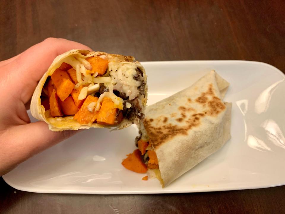 black bean and sweet potato burrito