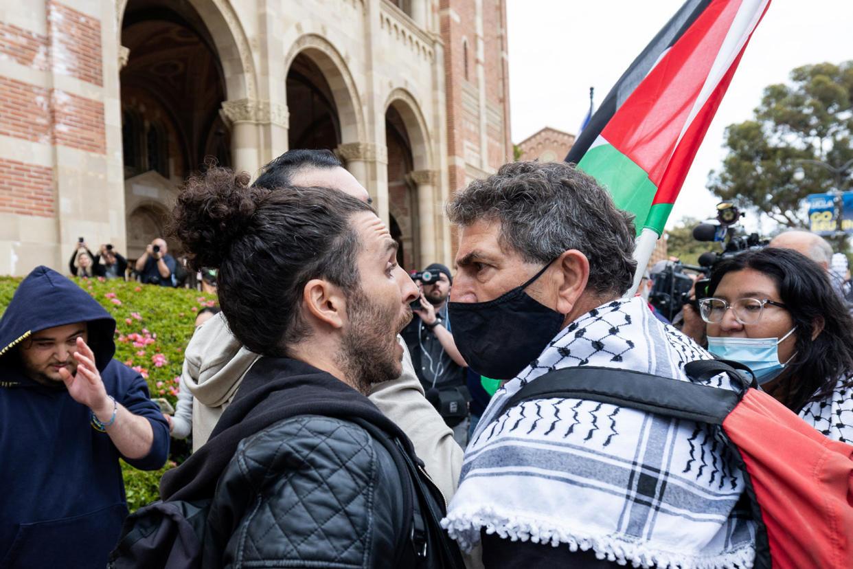 Pro-Israel Pro-Palestinian face off protest counter-protest Qian Weizhong/VCG via Getty Images