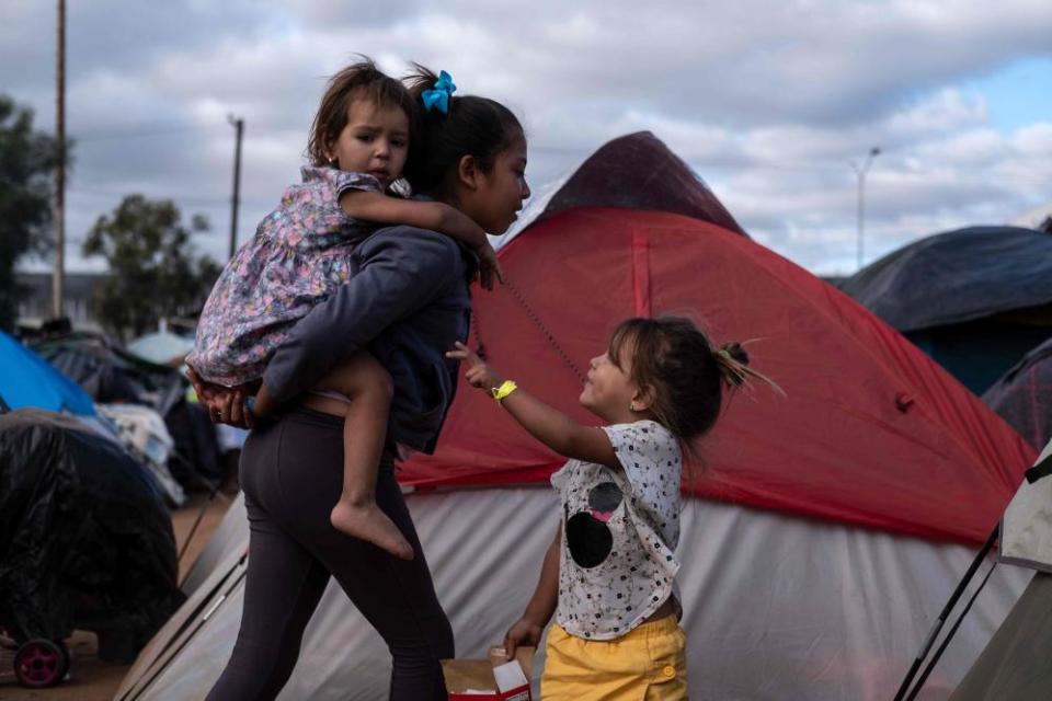 Children who have trekked for a month across Central America and Mexico at a temporary shelter in Tijuana.