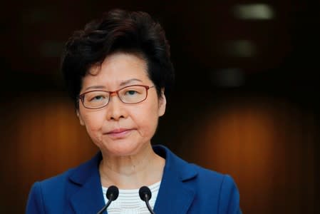 Hong Kong Chief Executive Carrie Lam speaks during a news conference in Hong Kong